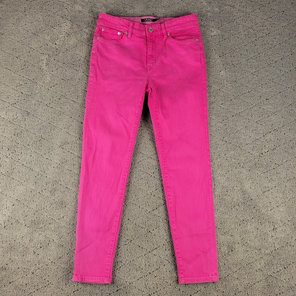 Lauren Ralph Lauren Jeans Womens 6 Barbie Pink Premier Skinny Cropped Stretch